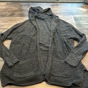Hooded, dark gray cover-up